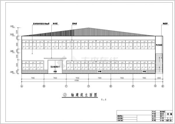 某地区钢结构工业厂房二层设计施工图-图一