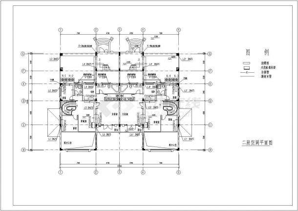 杭州某地区四层空调设计平面工程图-图二