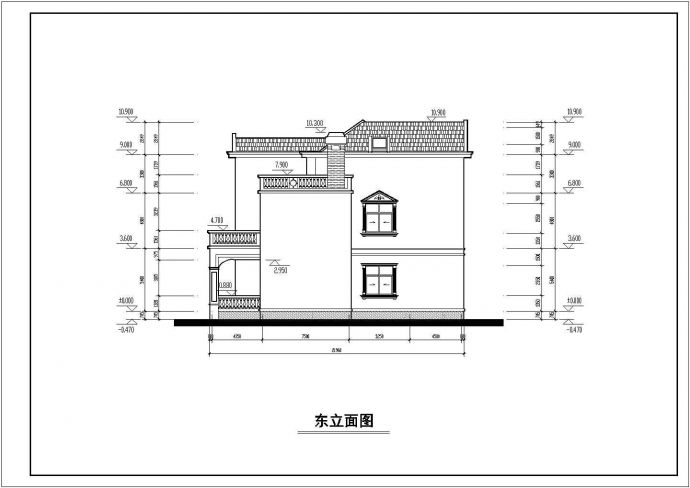 某三层小型欧式风格别墅建筑设计方案图纸_图1