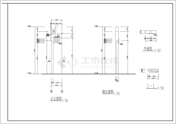 山东省某城市全套门卫CAD建筑施工图-图二