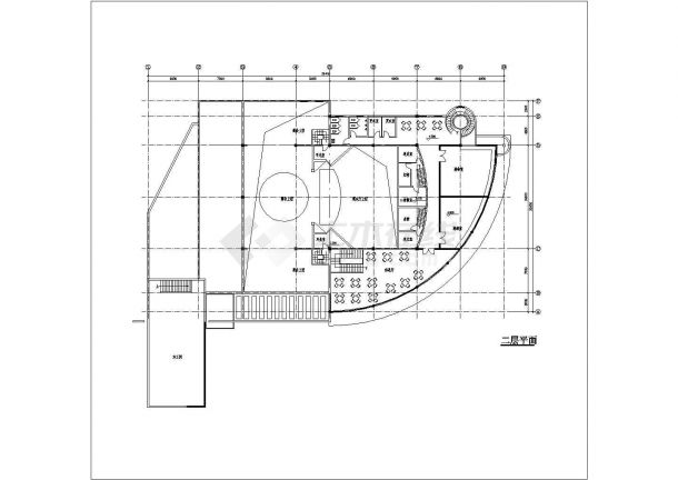 两层中小型剧场建筑设计方案平面图-图二