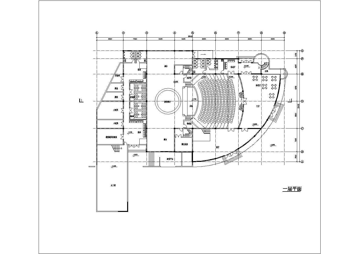 两层中小型剧场建筑设计方案平面图