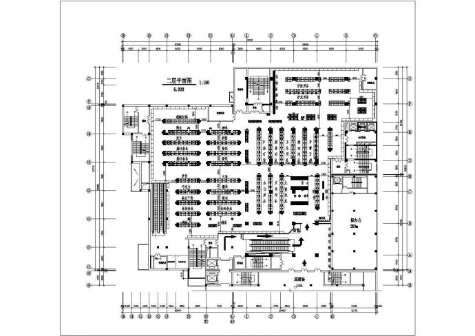 某地区超市建筑设计CAD施工平面图_图1