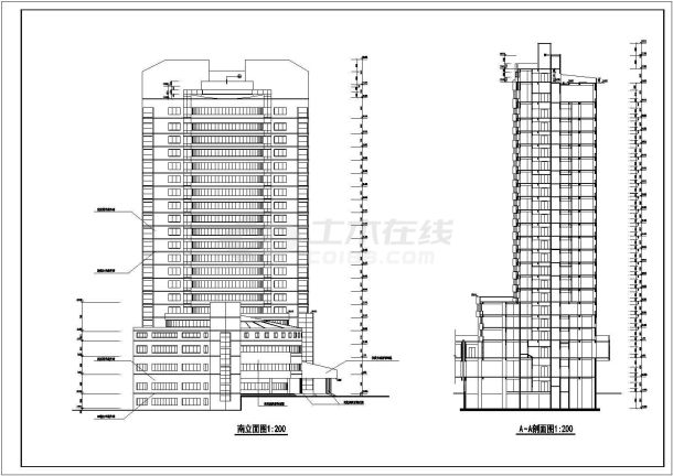 某地区酒店建筑方案设计CAD施工图-图一