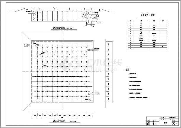 某地区小型清水池结构设计CAD施工图-图一