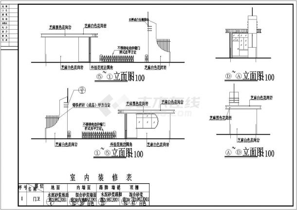 某地区小型工厂大门结构建筑设计施工图纸-图一