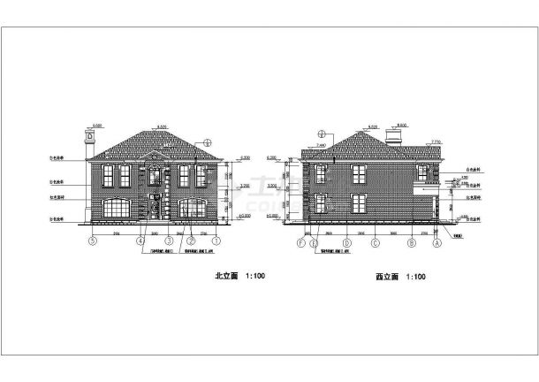 某现代三层别墅建筑CAD设计图纸-图二