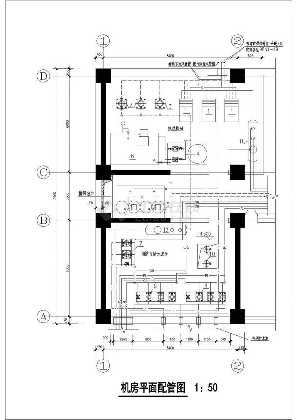 某地区建筑地下室机组空调设计施工图-图一
