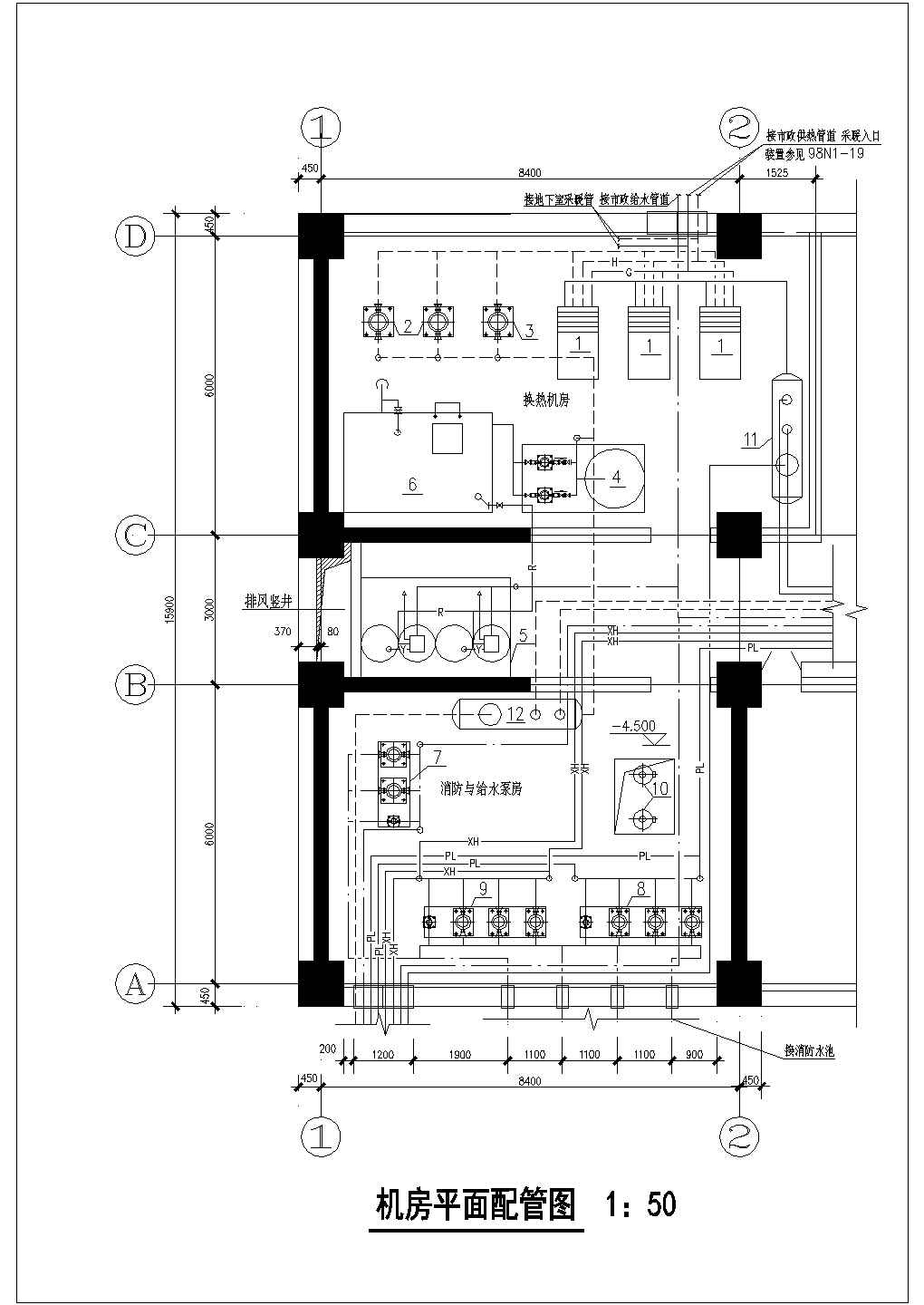 某地区建筑地下室机组空调设计施工图