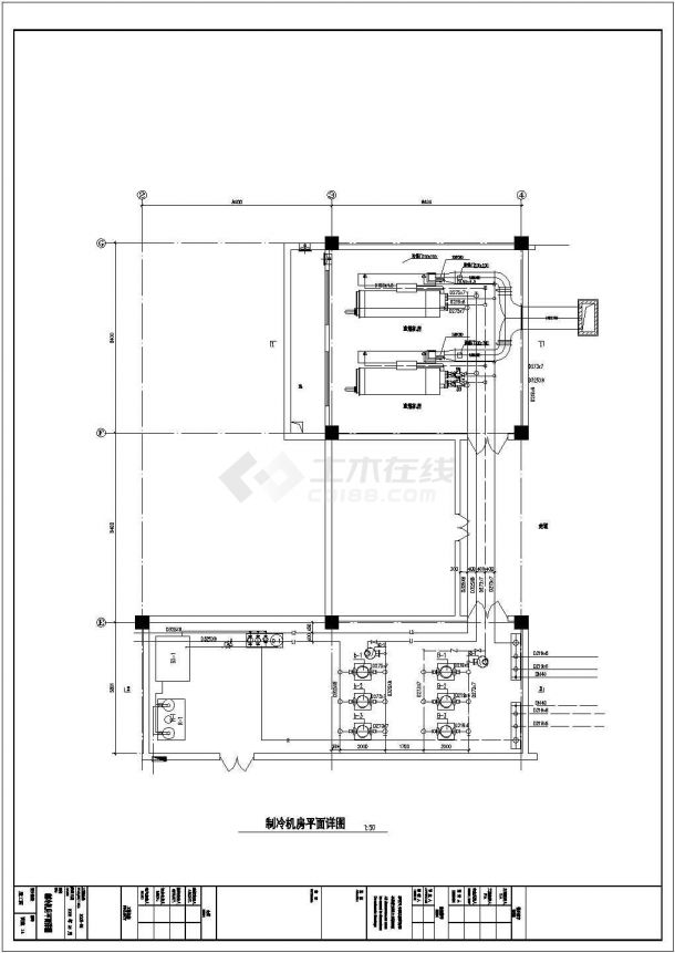 江苏某地区办公楼制冷机房设计CAD施工图-图二