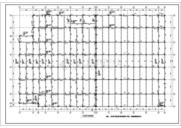 某地二层框架结构厂房结构设计施工图-图一