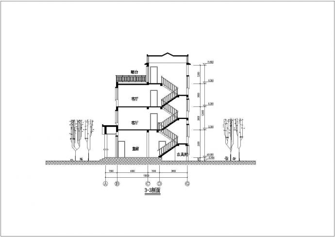 独立多层别墅建筑设计施工图纸（含效果图）_图1