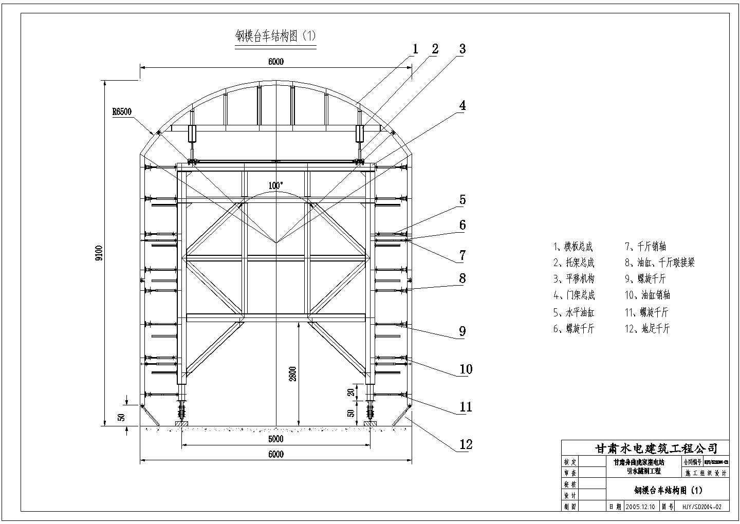 虎家崖电站引水隧洞工程钢模台车结构图