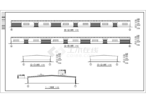 某20米跨门式刚架厂房建筑、结构施工图-图一