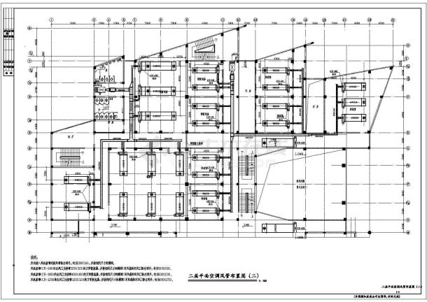 某建筑二层平面空调风管布置CAD图-图二