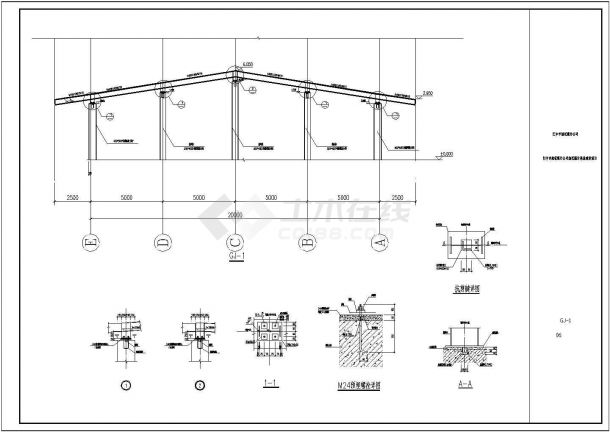 钢梁排架结构及模型混凝土柱cad图纸-图一