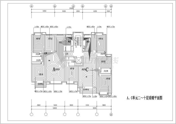 某地住宅小区地暖设计CAD施工详图-图一