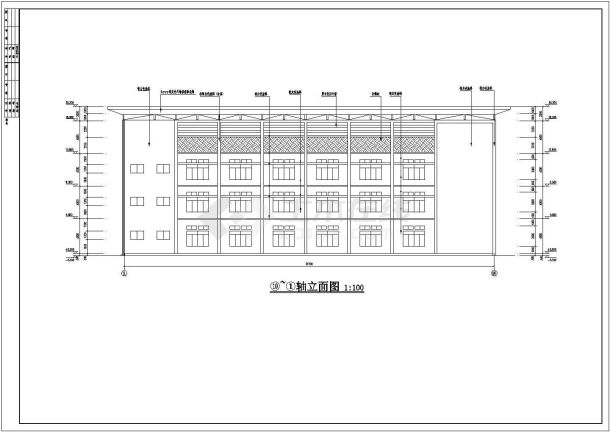 山东省某中学三层艺术综合楼建筑施工图-图二