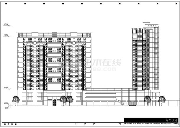 江苏省某地区商场立面平面图及住宅平面图-图二