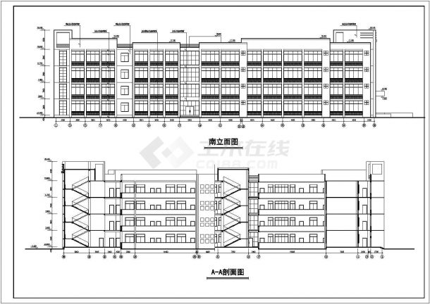四川省某地区中学四层教学楼方案图-图二