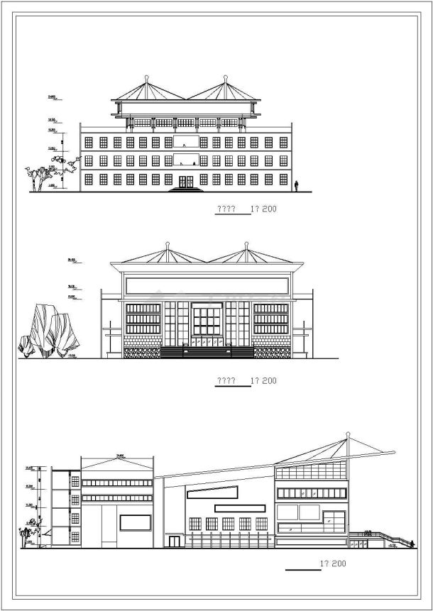 广东省某城镇一座剧院CAD规划设计图-图一