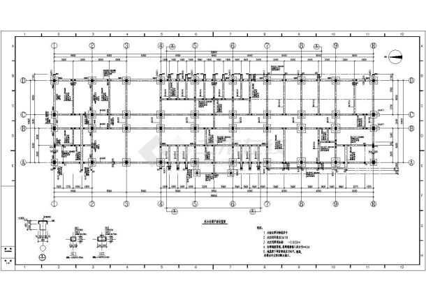 某食堂浴室三层框架结构设计施工图-图二