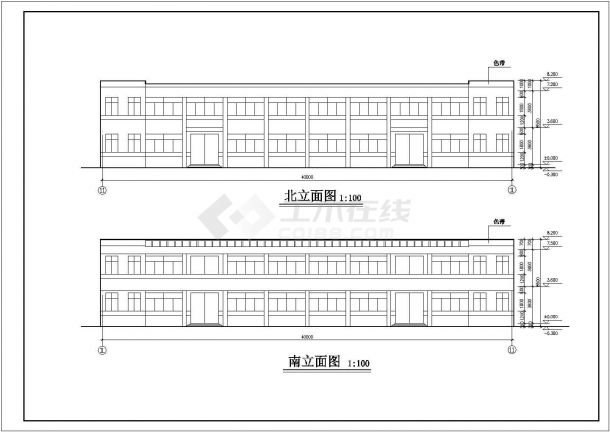 四川省某乡镇二层框架厂房CAD设计图-图一