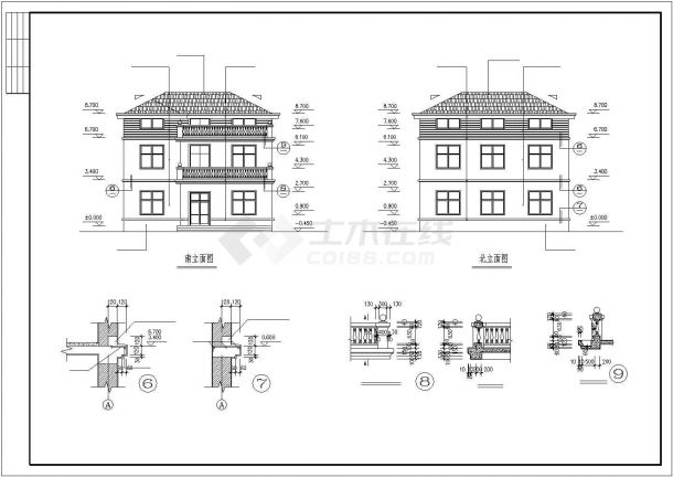 某美式别墅建筑CAD施工设计图纸-图一