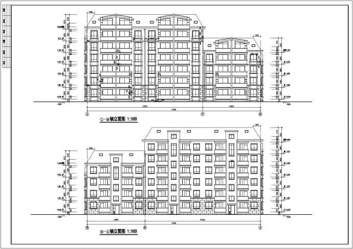 某六层板式住宅建筑CAD施工方案图_图1