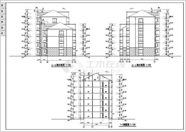 某六层板式住宅建筑CAD施工方案图-图二