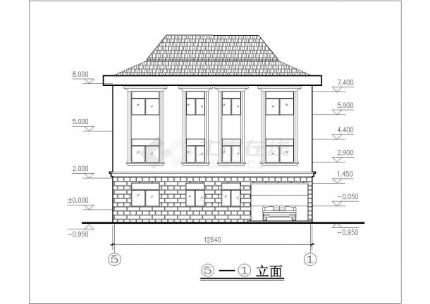 某农村经济三层别墅建筑CAD方案图-图二