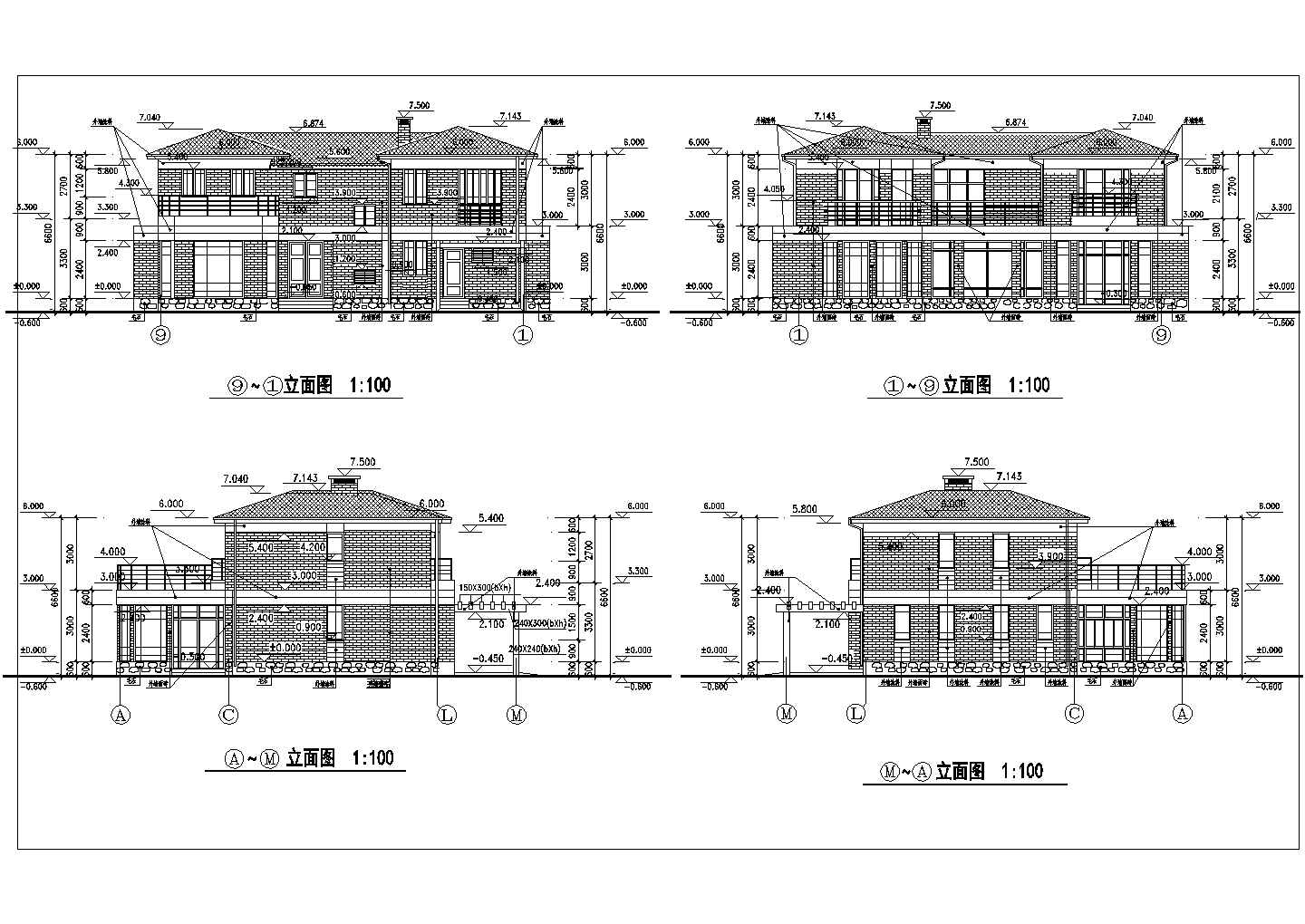 砖混大方二层可做双拼房屋详细建筑设计图