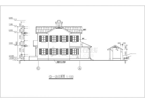 中式仿古二层别墅详细建筑设计施工图-图二