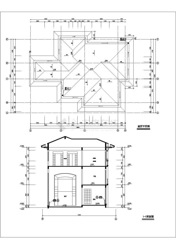 欧式精美三层别墅详细建筑设计图纸-图二