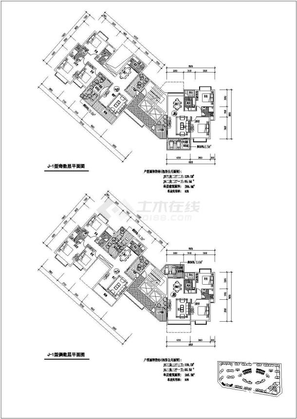 江苏省某异型住宅房型平面方案图纸-图二