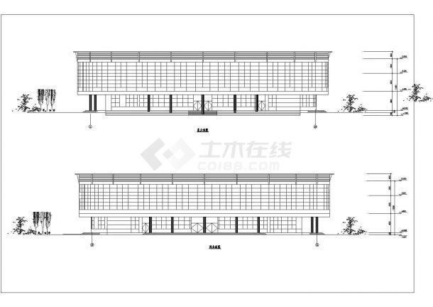 安徽省某郊区两层体育馆方案设计图纸-图二