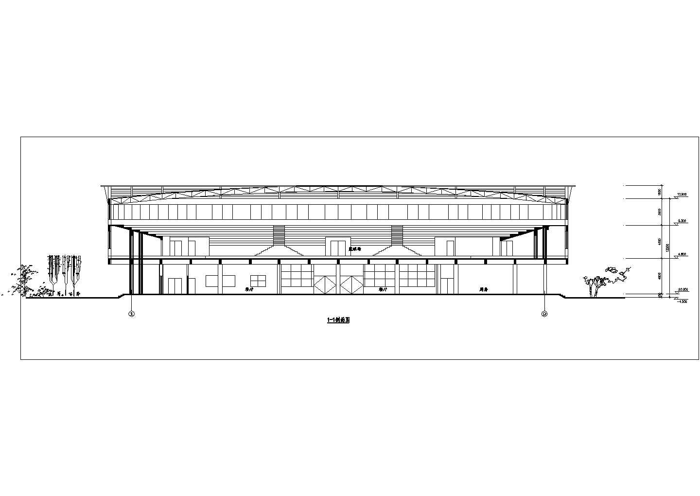 安徽省某郊区两层体育馆方案设计图纸