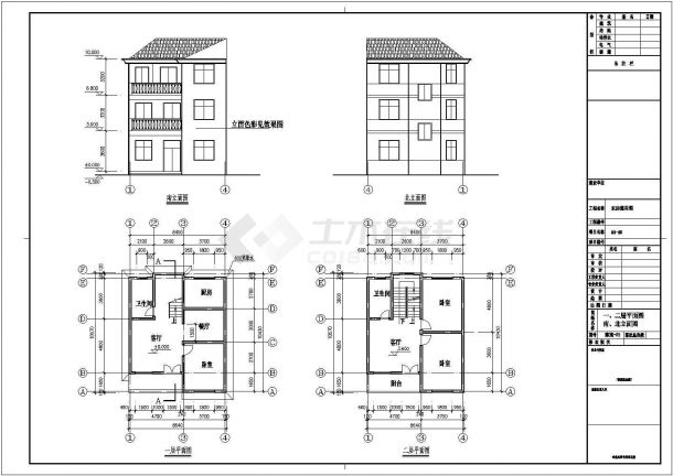 某地区三层住宅独栋别墅建筑结构图-图一