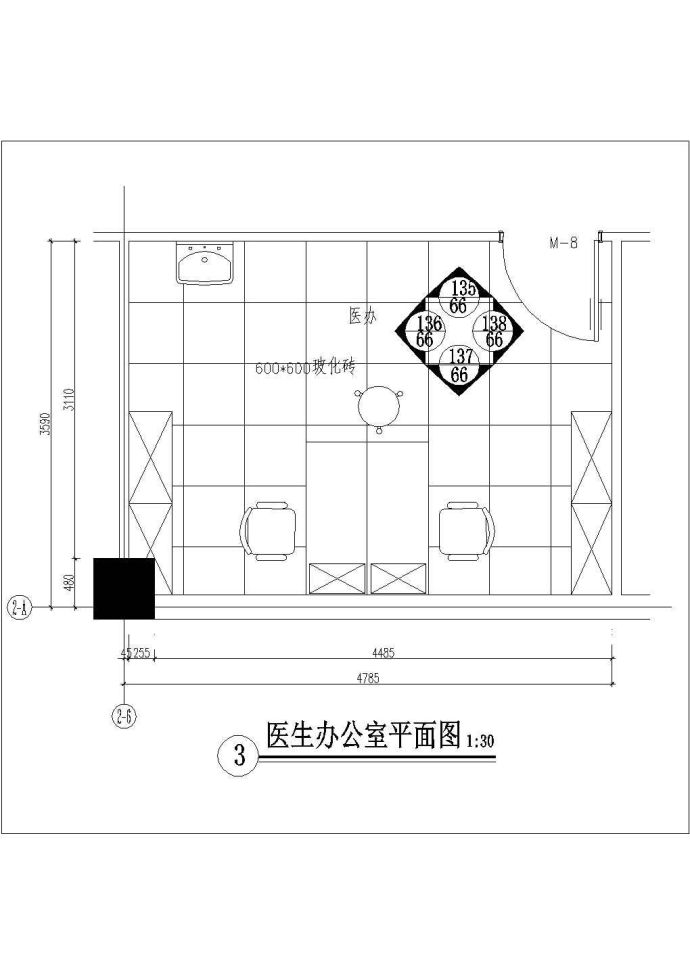 医生办公室装修施工cad设计方案图_图1