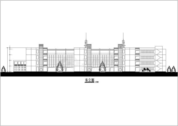 现代学院风格联排小学综合楼方案设计图-图一