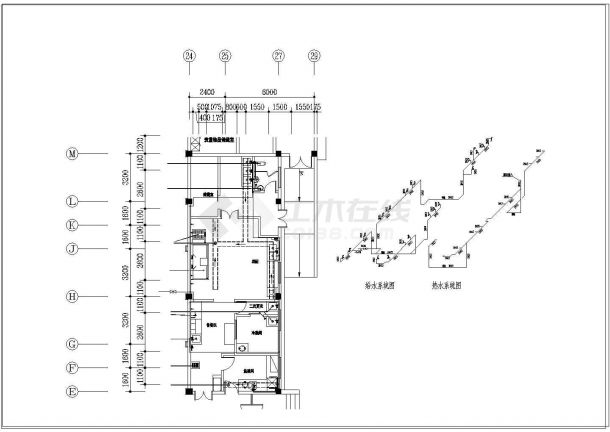 五星级酒店总统楼厨房水电设计CAD图-图一