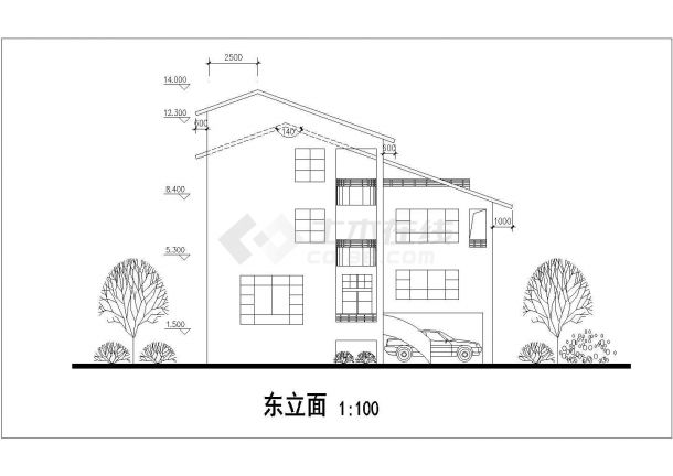 带车库层高档漂亮三层自建别墅详细建筑设计施工图-图一