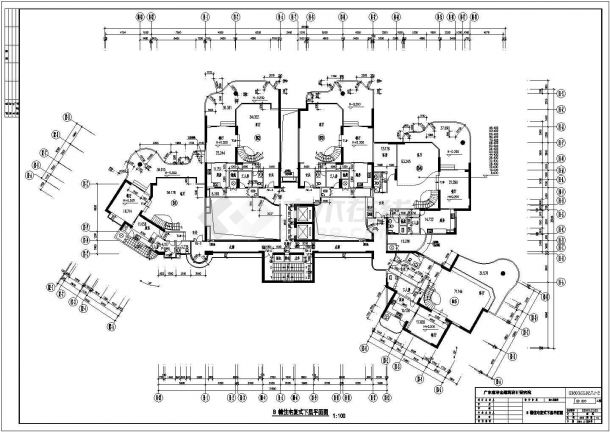 广州某豪宅户型cad施工设计图纸-图二