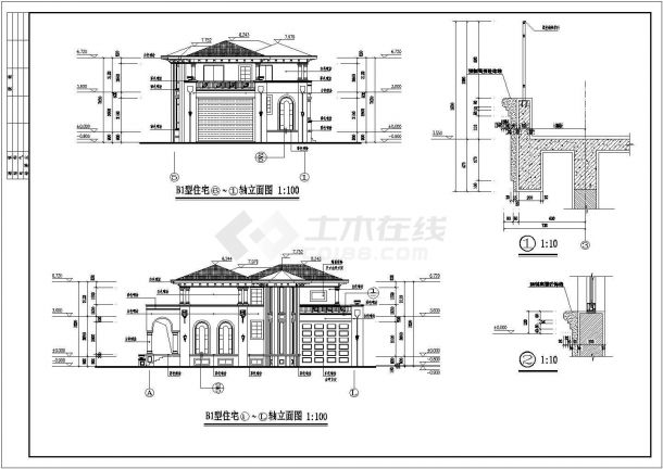 安徽省某地区二层欧式别墅建筑施工图-图二