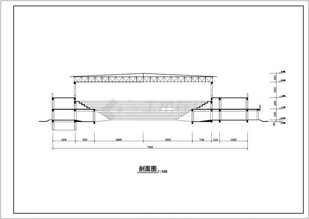 山东省某城镇体育馆CAD方案设计图-图一