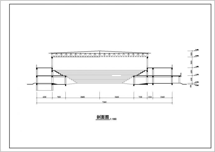 山东省某城镇体育馆CAD方案设计图_图1
