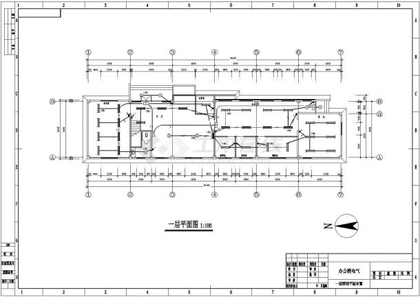 某地区框架结构办公大楼电气设计cad施工图纸-图二