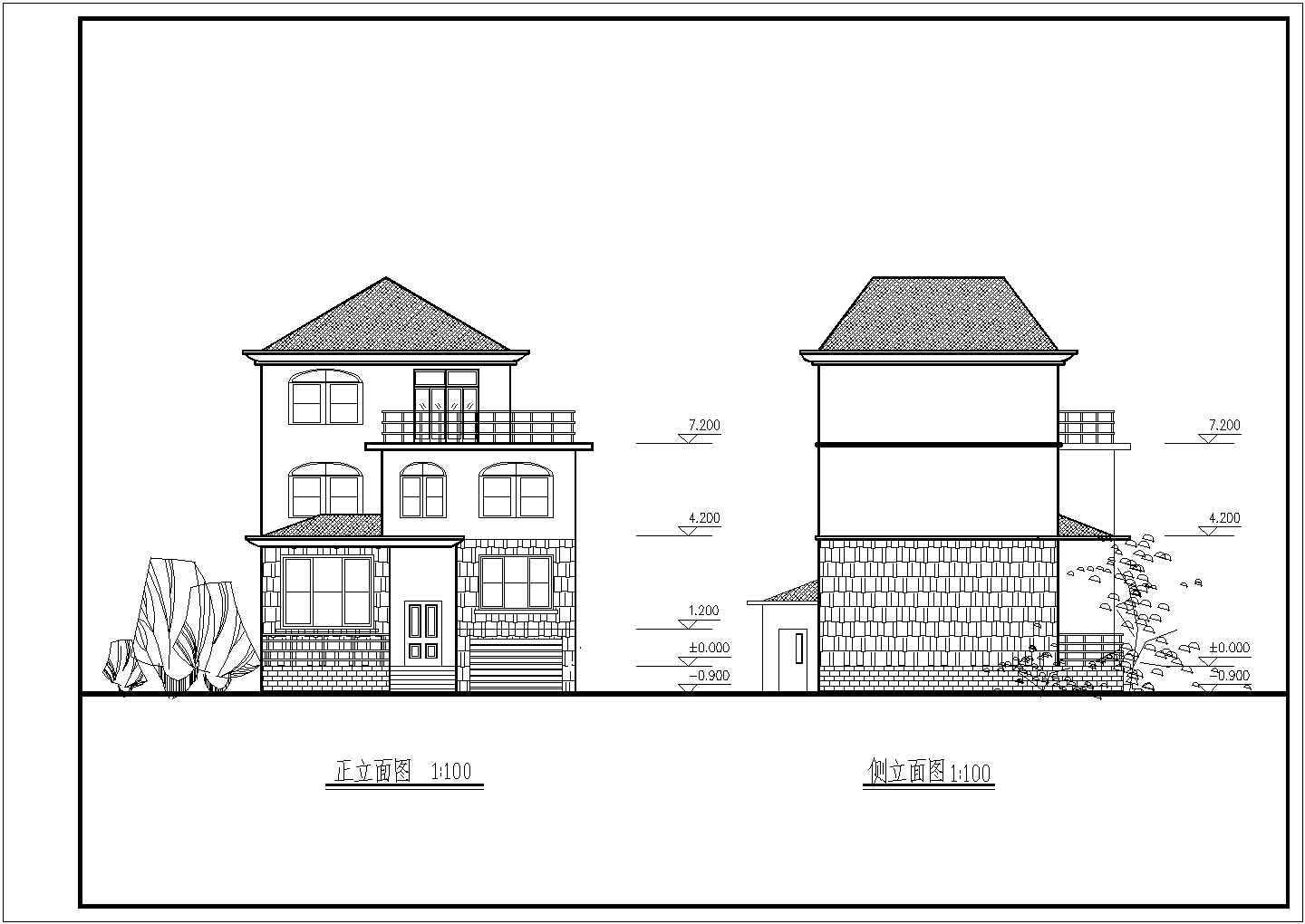 紧凑实用型三层农村房屋详细建筑设计图