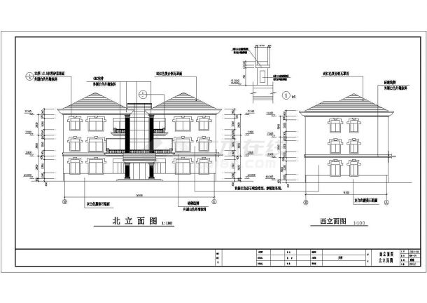 新颖双拼三层自建别墅详细建筑设计图-图一