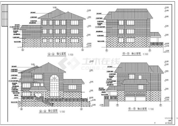 精美框架三层自建房屋详细建筑设计图-图一